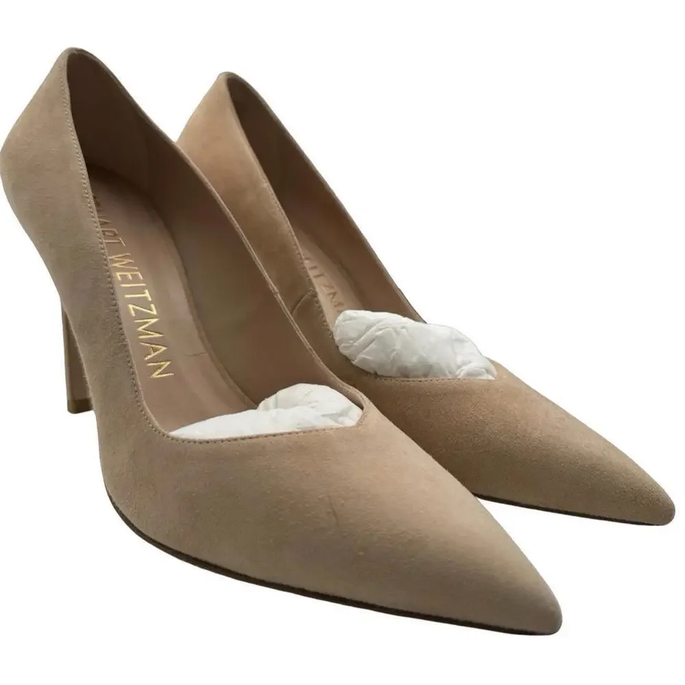 Stuart Weitzman Anny 90 Suede Pump Heels Tan Size 7.5 US - Picture 1 of 9